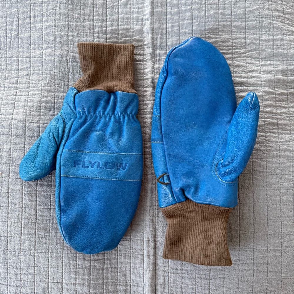 Flylow Blue Leather Mittens